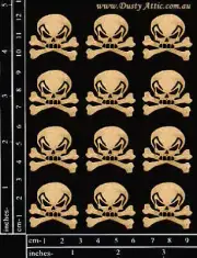 Dusty Attic Chipboard - Mini Skull & Crossbones #2, DA0645 ~ 4x5
