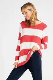 Urban Stripe Knit Jumper - Womens - Red Stripe