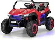 HONEY JOY 2-Seater Ride on Car, 12V Electric UTV w/Remote Control, 4 Wheel Spring Suspension, High/Low Speed, Storage, Music, USB Port, FM & Ambience Lights, Electric Car for Kids, Red