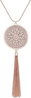 [MOLOCH] Long Necklaces for Woman Disk Circle Pendant Necklaces Tassel Fringe Necklace Set Statement Pendant