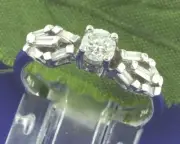 0.52 ct 18k Solid White Gold ladies Natural Diamond Ring Baguette