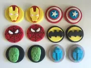 Edible Super HERO The Avengers Hulk,Thor Capt America Iron Man Cupcake topper