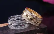 Behover Handmade wide rings Zircon 925 silver gift Gold Gold US 9 Size (18,9 mm i diam