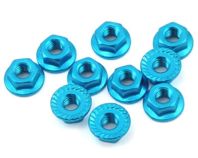 Yeah Racing 4mm Aluminum Serrated Lock Nut (10) (Light Blue) [YEA-LN-M4S-LB]