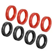 8Pcs 28mm Key Cap Cover Ring Identifier Coding Tag Silicone Sleeve Black Red