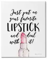 Stupell Industries Favorite Lipstick Deal With It Phrase Cosmetic Fashion Stretched Canvas Wall Art by Stephanie Workman Marrott