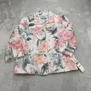 Alfred Dunner Jacket Womens 10P White Coral Floral Collar Stretch Petites