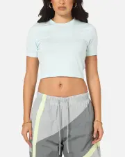 [Nike] Nike Women's Sportswear Essential Slim Cropped T-shirt Glacier Blue/white - Size 2XL 2XL Glacier Blue/Wh