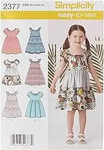 Simplicity A 3-4-5-6-7-8 Sewing Pattern 2377 Childs Dresses, Multicolour
