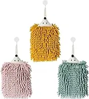 Animal Chenille Hand Towel Fuzzy Ball Hand Towel with Loop Cute Hedgehog Style Hand Drying Towels Bathroom Kitchen Home Cleaning Tool Yellow & Pink & Green