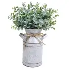 Farmhouse Galvanized Metal Milk Can with Artificial Eucalyptus Greenery
