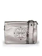 Silver Leather Crossbody Bag