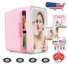 Compact Skincare Mini Fridge with LED Mirror, 6L Capacity for Home & Travel