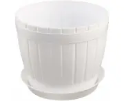 Sourcingmap Flower Pot Plant Grass Cylinder Plastic Vegetable Home Garden White