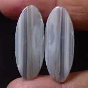 100% Natural Unique Pair White MONTANA Agate 20.60 Cts. Cabochon Loose Gemstone