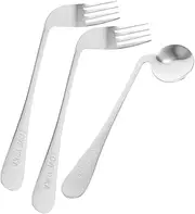 Luxshiny Tableware Set Angled Spoon Fork for Patients Stainless Steel 3pcs/1 Set