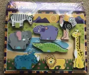 Melissa And Doug SAFARI ANIMALS Chunky Puzzle Fresh Start 9 Piece Wood Set New