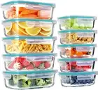 10-PK Glass Meal Prep Containers with Lids - Airtight Food Storage 35oz and 13oz
