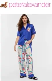 Peter Alexander Ladies Long Paisley Tile Pyjama Set Satin Small RRP $159.98