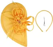 [ROMISBABA] Vintage Tea Party Fascinator Hat with Headband Clip Elegant Women Party Accessory with Mesh Veil for Weddings Church Events Special Occasions