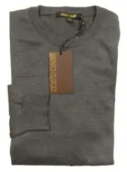 Roberto Cavalli Men's Gray Wool Crew-Neck Pullover Sweater $395