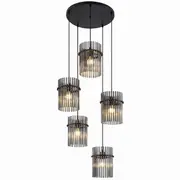 Quilo Spiral Pendant Lights Modern Glass Smokey Black Ceiling Telbix Lighting