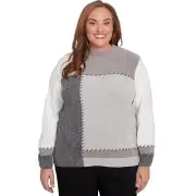 Alfred Dunner Copenhagen Patchwork Chenille Sweater Plus Size 79861VQ