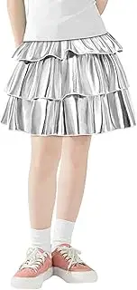 [FEOYA] Girls' Skirt A-Line Cake Skirt Shiny Pleated Skirt Liquid Metallic Skirt Mini Skater Skirt Mini Skirt Tutu Elastic Costumes Ballet Clothing Dance Skirt Princess Skirt Summer Skirt (90-140)