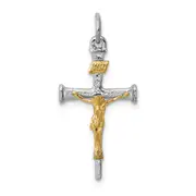 Sterling Silver Rhodium-Plated & 18K Gold-Plated Crucifix Charm