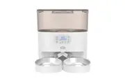 Auto Pet Cat Feeder Dog Automatic Dual Bowls Timed Food Dispenser 6L with Voice Recorder Petscene White