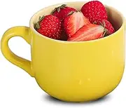 Soup Bowls, Soup Cup with Handle, Breakfast Bowl for Ice Cream, Dessert, Small Ceramic Bowl, Soup Mug Microwave Safe.-yellow-15x11.5x9cm, 650ml (Color : Green, Size : 650ml)