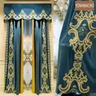 elegant retro blue velvet thick cloth blackout curtain valance tulle panel C345