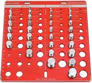 Nut and Bolt Thread Checker, 34PCS Inch and Metric Bolt Nut Identifier Gauge Standard Ruler with Inches and Centimeters Aluminum Alloy Bolt Size and Thread Gauge for Narrow Area