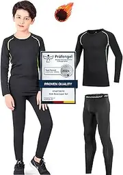 [Startseite] Kids Base Layer - Athletic Kids Thermal Long Sleeve Top and Leggings Compression Set for Sport Football Basketball Ski