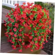 Artificial Faux Outdoor Outside Flowers Plants, 2 PCS Fake Silk UV Red
