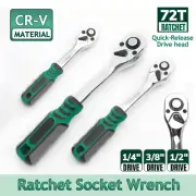 1/4" 3/8" 1/2" Ratchet Wrench Handle Drive Socket Spanner Quick Release 72 Tooth