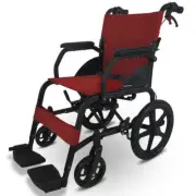 NNEMB Folding Transit Wheelchair-Lightweight Aluminium for Easy Transport-Crimso