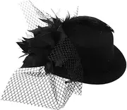 [Healeved] Fashion Mini Top Hat Hair Clip with Flower and Net Decoration Punk Style Convenient Hair Accessory for Parties and Events