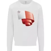 Curled Malta Flag Maltese Day Football Kids Sweatshirt Jumper