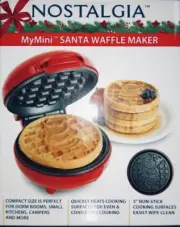 Nostalgia MyMini Christmas SANTA CLAUS Pattern Waffle Maker Compact 5” Non-Stick