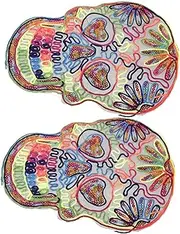 jojofuny 2Pcs Decorative Skull Shaped Patches Multi Function Cartoon Clothes Patches Durable Sequin Gauze Material for DIY Clothing Accessories Crafts