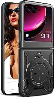 [Ysnzaq] for Motorola Moto Razr 40 Ultra 6.9" Case with Slide Camera Cover, [Built-in Kickstand] Heavy Duty Military Grade Shockproof Protective Cover for Motorola Moto Razr 40 Ultra.HS Black