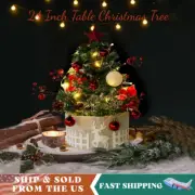 24in Small Table Mini Artificial Christmas Tree Xmas With Lights Ornaments DIY