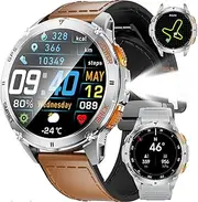 Men's GPS Smartwatch with LED Torch, 1.43 Inch Amoled Display, Fitness Watch with 530 mAh Large Battery, Heart Rate/Pedometer/Compass/Altimeter, 5 ATM Waterproof, 170+ Sports Modes for iOS/Android