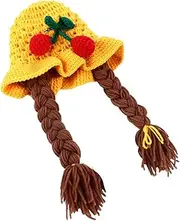 [FRCOLOR] Twist Hat Woven Bonnet Fluffy Knitted New Born Hats Girl Cute Weave First Knotted Winter Hat Woolen Hat Warm Hat Wool Cap Stylish Cherry Hat Red Yarn