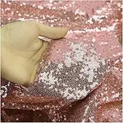 LQIAO 2019 Pink Rose Gold Sequin Fabric Sparkly Sequin Fabric by The Yard Knit Sew for Shower Curtain Drawer Storage Cubes Mermaid Tail Wedding Dress Home Curtain DIY