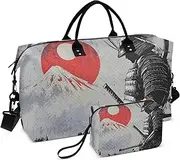 [XYMZR] Large Travel Duffel Bag, Samurai Japanese Fuji Moutain Sport Tote Gym Bags, Shoulder Weekender Overnight Bags for Women Men, Carry On Luggage with Toiletry Bag, Multi-Colored, Artistic