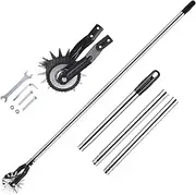 Wheel Rotary Edger, 135Cm/53.15in Manual Lawn Edger, 3-Section Detachable Pole with Installation Tool, Adjustable Length, Double-Sided Blade, Alloy Steel Blade Head, for Landscaping, Sidewalks