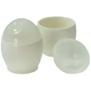 2PC Avanti Microwave Egg Poachers Steamer Breakfast Cooker Cup Set w/ Lid White