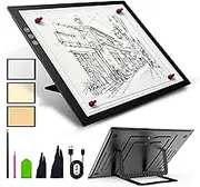 Rechargeable A3 Light Pad, Tracing Light Box with Stand Sketch Gloves, 3 Colors Stepless Dimmable and 8 Levels of Brightness Light Board for Diamond Painting Artists, Drawing, Sketching